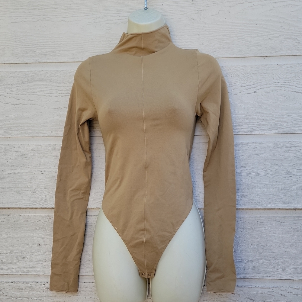 Good American Black Stretch Long Sleeve Bodysuit - Size 1/2